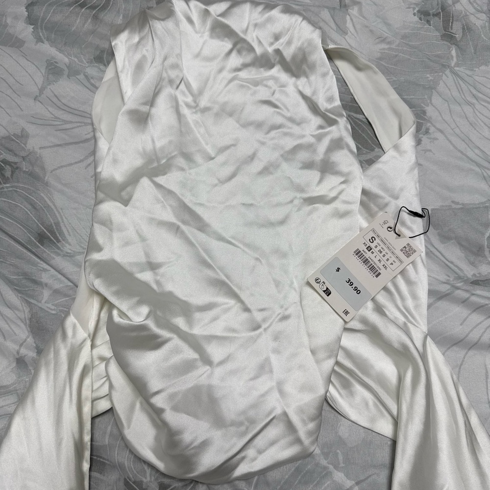Zara White Satin Top